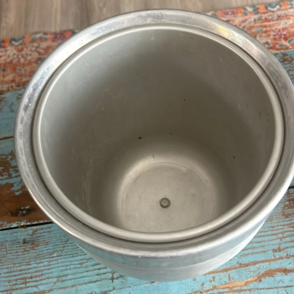Vtg Atomic Kromex Spun Aluminum Ice Bucket Barware Streamline MCM Hollywood